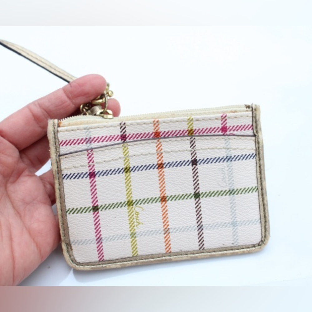 Coach Peyton plaid wristlet